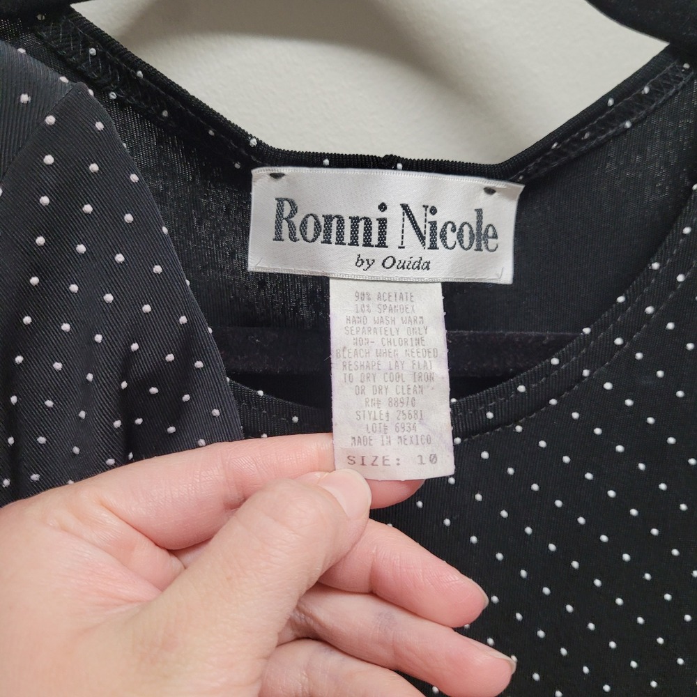Ronni Nicole Petite Polka Dot Maxi Dress and Jacket 2pc Set Black White 10P - Picture 5 of 9